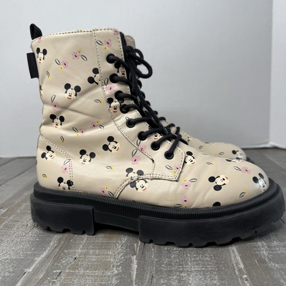 Zara Kids Mickey Mouse Lace Ankle Boots Girls Size US 3.5, EUR 35 - Picture 3 of 11